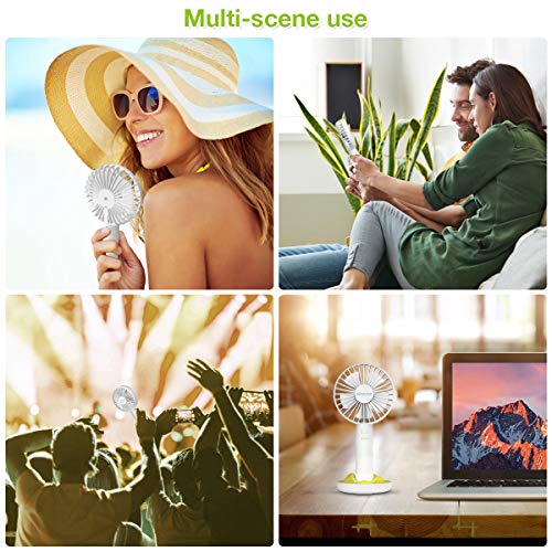 SAWAKE Mini Ventilador de Mano 2600mAh, Ventilador Portátil Recargable con Carga USB y Base, Hand Fan Personal con 3 Velocidades Ajustable de 3-10H para Oficina Hogar Exterior Viaje Acampada(Blanco) SAWAKE Mini Ventilador de Mano 2600mAh, Ventilador Portátil Recargable con Carga USB y Base, Hand Fan Personal con 3 Velocidades Ajustable de 3-10H para Oficina Hogar Exterior Viaje Acampada(Blanco)