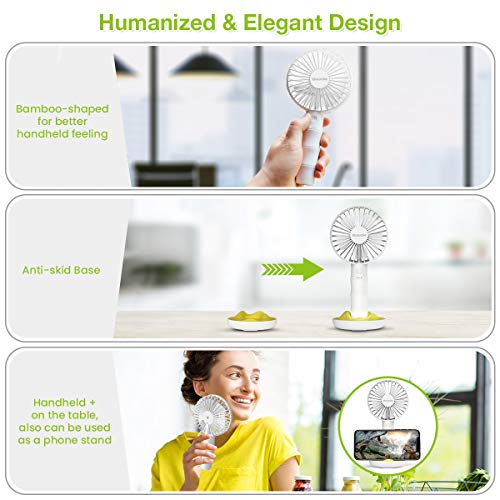 SAWAKE Mini Ventilador de Mano 2600mAh, Ventilador Portátil Recargable con Carga USB y Base, Hand Fan Personal con 3 Velocidades Ajustable de 3-10H para Oficina Hogar Exterior Viaje Acampada(Blanco) SAWAKE Mini Ventilador de Mano 2600mAh, Ventilador Portátil Recargable con Carga USB y Base, Hand Fan Personal con 3 Velocidades Ajustable de 3-10H para Oficina Hogar Exterior Viaje Acampada(Blanco)