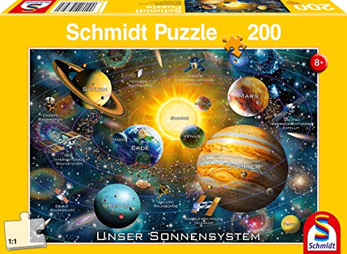 Schmidt Spiele-Nuestro Sistema Solar, Puzzle Infantil de 200 Piezas, Color carbón (56308)