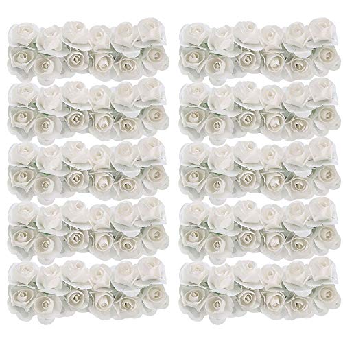 Schneespitze 288pcs Mini Papel Artificial Flores,Rosas Artificiales de Rosa para la Decoración Adecuado para Bodas, Decoración, Bricolaje Hogar Artesanía,2 Paquetes