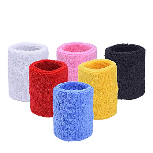 Schneespitze 6 Piezas Muñequeras Deportiva,Pulseras Sweatband, Muñequera Coloridas Sports Muñequeras para Baloncesto, FúTbol, Fitness, Atletismo