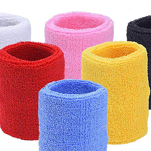 Schneespitze 6 Piezas Muñequeras Deportiva,Pulseras Sweatband, Muñequera Coloridas Sports Muñequeras para Baloncesto, FúTbol, Fitness, Atletismo