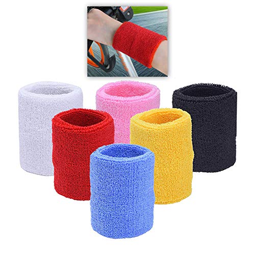 Schneespitze 6 Piezas Muñequeras Deportiva,Pulseras Sweatband, Muñequera Coloridas Sports Muñequeras para Baloncesto, FúTbol, Fitness, Atletismo