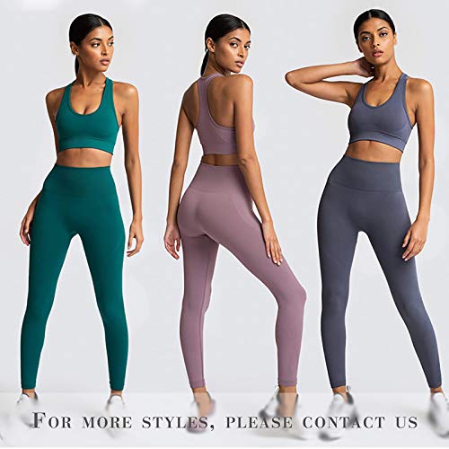 SCHUANG Traje de Yoga de 2 Piezas de Mujer, jalones de elevación de Cadera Medias con Juego de Sujetador Deportivo, Carreras de Deportes de Yoga Pilates Gimnasio entrenamien Blue-S SCHUANG Traje de Yoga de 2 Piezas de Mujer, jalones de elevación de Cadera Medias con Juego de Sujetador Deportivo, Carreras de Deportes de Yoga Pilates Gimnasio entrenamien Blue-S