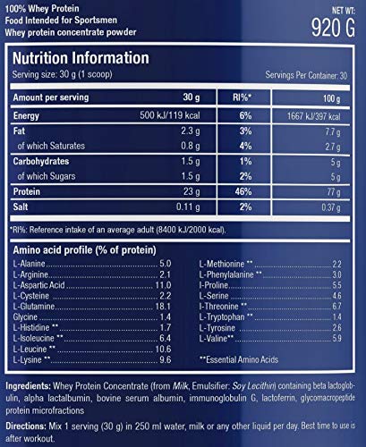 Scitec Nutrition 100% Whey Protein Proteína sin Sabor - 920 g