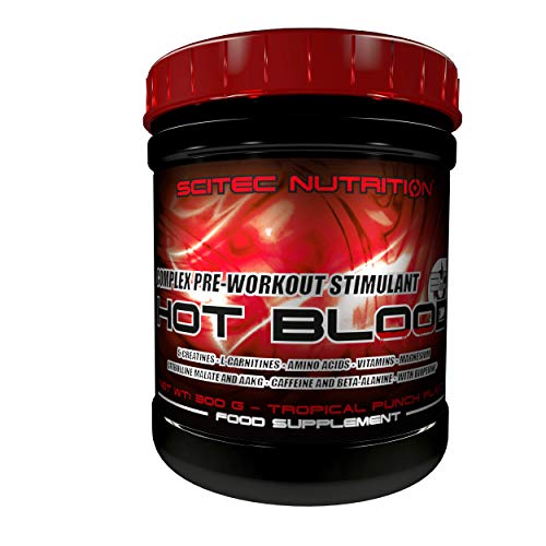 Scitec Nutrition Hot Blood 3.0 Fórmula Pre Entrenamiento Ponche Tropical - 300 g