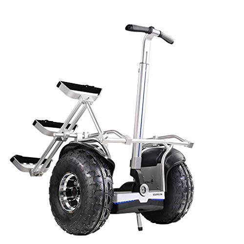 Scooter eléctrico Transporte Personal Coche de Equilibrio de 2400 W con Equilibrio automático de Dos Ruedas con Soporte de Golf Coche Patrulla, Plateado