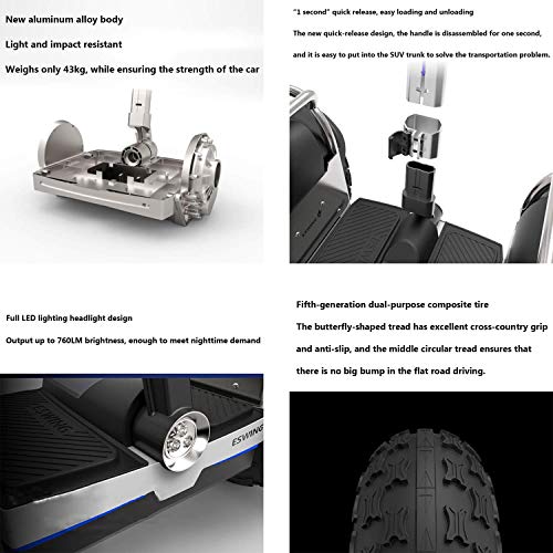 Scooter eléctrico Transporte Personal Coche de Equilibrio de 2400 W con Equilibrio automático de Dos Ruedas, Plata