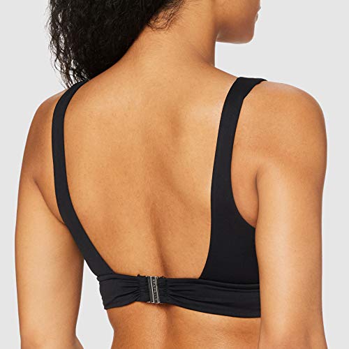 Seafolly V Neck Crop Top Parte Superior de Bikini, Negro, 36 para Mujer