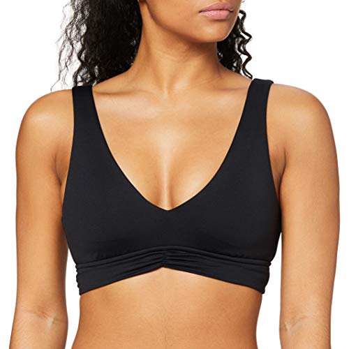 Seafolly V Neck Crop Top Parte Superior de Bikini, Negro, 36 para Mujer