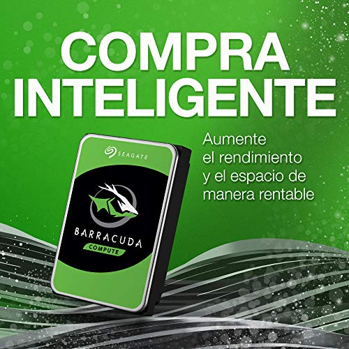 Seagate BarraCuda, 1 TB, Disco duro interno, HDD, 3,5", SATA 6 Gb/s, 7200 r.p.m., 64 MB, caché para ordenador de sobremesa y PC (ST1000DM010)