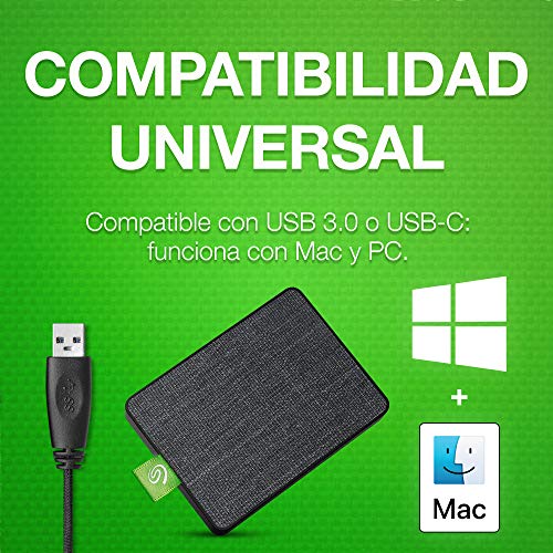 Seagate Technology Ultra Touch SSD de 1 TB, Disco Duro Externo Portátil SSD, Negro, USB-C USB 3.0 para PC & MAC, 4 meses del Plan Adobe Creative Cloud Photography (STJW1000401)