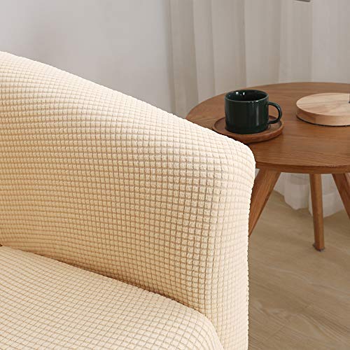 SearchI Funda de Sillón Chesterfield,Jacquard Cubre Sofá Chester 1 Plaza Lavables,Modernas Fundas Protector de Muebles Elegante para Recepción,Contador, Salón,Fundas Butacas Beige