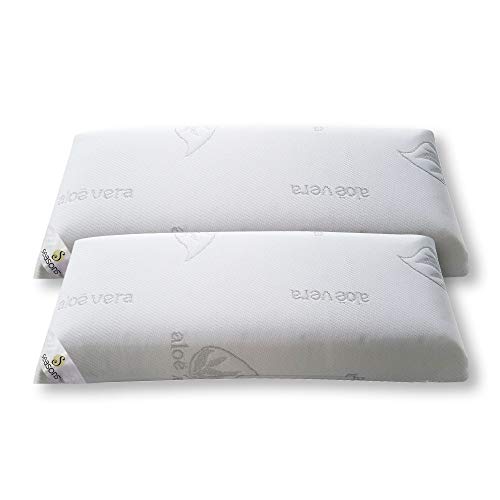 Seasons-Pack 2 almohadas viscoelasticas 70 cms, Antiácaros y Antibacterias , tejido Aloe vera hilo de plata.Doble funda Seasons-Pack 2 almohadas viscoelasticas 70 cms, Antiácaros y Antibacterias , tejido Aloe vera hilo de plata.Doble funda