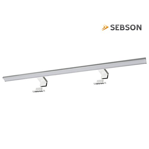 SEBSON® Lámpara LED Espejo baño IP44 80cm, pinza + armario, luz blanca neutra 4000K, 800x108x40mm, 15W, 1000lm