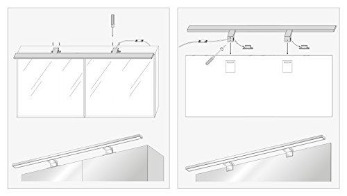 SEBSON® Lámpara LED Espejo baño IP44 80cm, pinza + armario, luz blanca neutra 4000K, 800x108x40mm, 15W, 1000lm