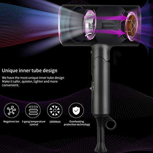 Secador de Pelo Profesional, Fityou Secador Iónico de 1800W con 2 Boquilla Concentradora de Aire, 2 Velocidades y 3 Temperaturas, Botón de Aire Frío, Mango Plegable Secador de Pelo Profesional, Fityou Secador Iónico de 1800W con 2 Boquilla Concentradora de Aire, 2 Velocidades y 3 Temperaturas, Botón de Aire Frío, Mango Plegable