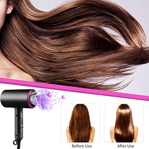 Secador de Pelo Profesional, Fityou Secador Iónico de 1800W con 2 Boquilla Concentradora de Aire, 2 Velocidades y 3 Temperaturas, Botón de Aire Frío, Mango Plegable