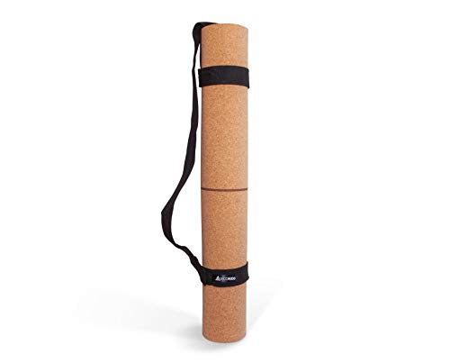 Secoroco Yogistar - Esterilla de yoga (corcho, 4 mm, antideslizante, 66 cm de ancho, con líneas auxiliares, vegana, sostenible y reciclable, incluye bolsa de yoga)