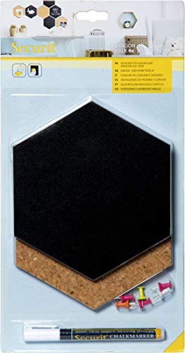 SECURIT Hexagon Cork & chalkboards-Set of 7 pcs (4X Chalkboard + 3X Cork) Bolsa para Calcetines, 23 cm, Negro (Black)