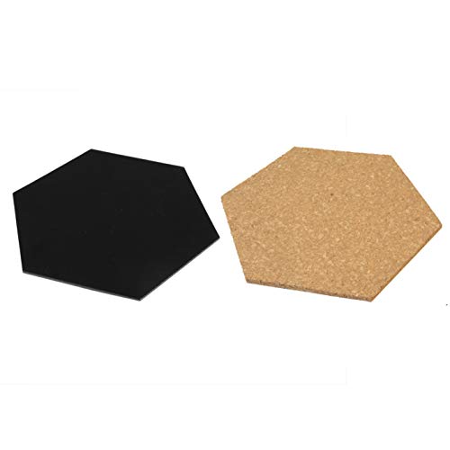SECURIT Hexagon Cork & chalkboards-Set of 7 pcs (4X Chalkboard + 3X Cork) Bolsa para Calcetines, 23 cm, Negro (Black)