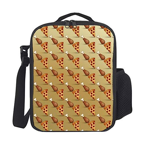 SEDEXD Bolsa de Picnic Bolsa de Almuerzo Refrigerador Aislado Contenedor de Comida Bolsa de Almuerzo Impermeable,con Correa de Hombro Ajustable-ala de Pizza y Pollo