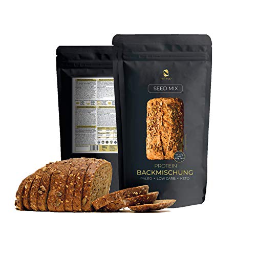 Seed Mix - Mezcla para hornear pan de proteínas 3x200g. | 4g. carbohidratos | Sin cereales | Sin gluten | Para Paleo, Keto baja en carbohidratos y desarrollo muscular | para diabéticos Seed Mix - Mezcla para hornear pan de proteínas 3x200g. | 4g. carbohidratos | Sin cereales | Sin gluten | Para Paleo, Keto baja en carbohidratos y desarrollo muscular | para diabéticos