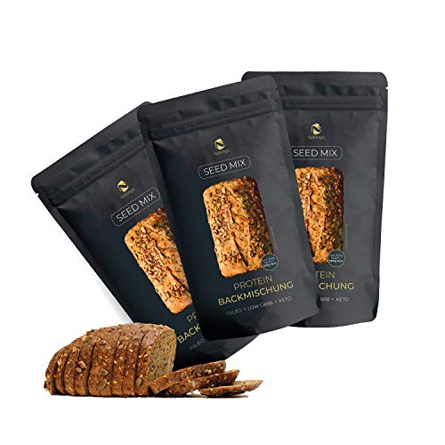 Seed Mix - Mezcla para hornear pan de proteínas 3x200g. | 4g. carbohidratos | Sin cereales | Sin gluten | Para Paleo, Keto baja en carbohidratos y desarrollo muscular | para diabéticos Seed Mix - Mezcla para hornear pan de proteínas 3x200g. | 4g. carbohidratos | Sin cereales | Sin gluten | Para Paleo, Keto baja en carbohidratos y desarrollo muscular | para diabéticos