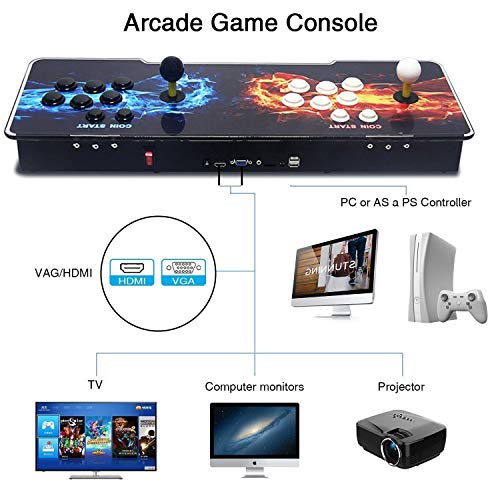 SeeKool Pandora 11 Juegos clásicos Consola de Videojuegos, 2255 in 1 Multijugador Arcade Game Console, 2 Joystick Partes de la Fuente de alimentación HDMI y VGA y Salida USB (2255 Pandora 11)