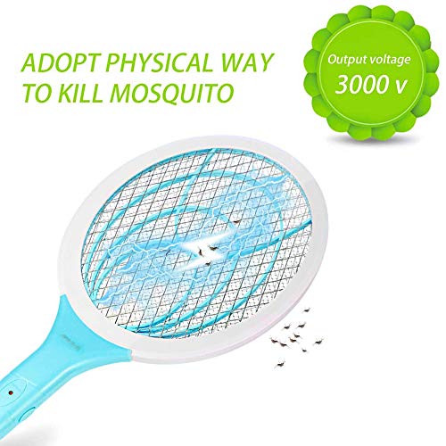 seenlast Raqueta Mosca Antimosquitos, Matamoscas Eléctrico Zapper Mata Mosquito, 3000 Voltios Plagas Insectos Asesino Repelente para Interior en Aire Libre