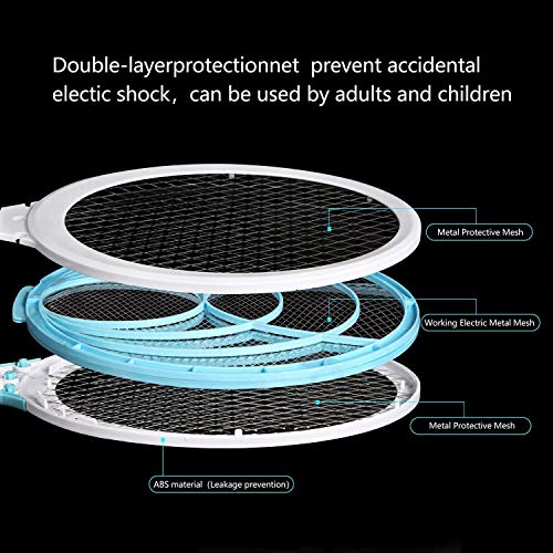 seenlast Raqueta Mosca Antimosquitos, Matamoscas Eléctrico Zapper Mata Mosquito, 3000 Voltios Plagas Insectos Asesino Repelente para Interior en Aire Libre