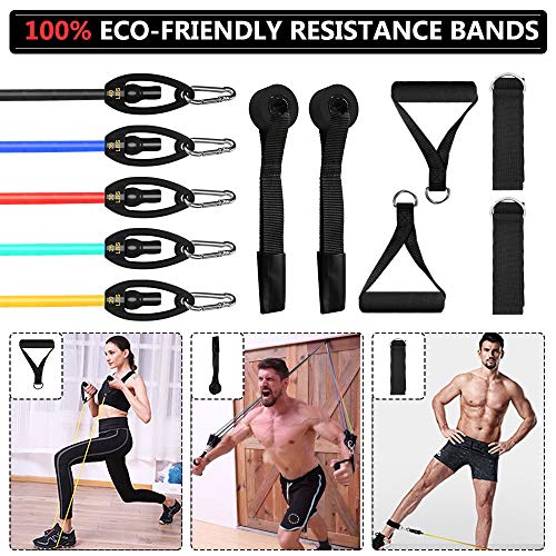 Sehrgo ZEHNHASE Bandas de Resistencia, Juego de Bandas Elásticas de Resistencia con Asas, Correas de Tobillo y Anclaje, Bandas de Fitness para Culturismo,Rehabilitación, Yoga e Pilates