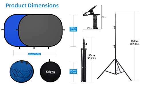 Selens Chromakey - Fondo de tela para fotografía (1,5 x 2 m, plegable), color gris y azul