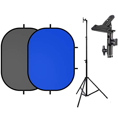 Selens Chromakey - Fondo de tela para fotografía (1,5 x 2 m, plegable), color gris y azul