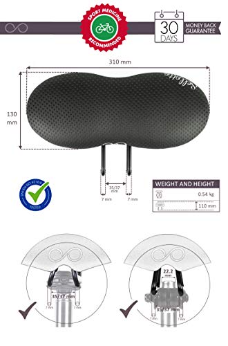 SellOttO RELAX - Sillín Large L acolchado Gel Ergonómico Hombre Mujer, hecho en Italia - Ideal para bicicleta Estática casa, Pedaleo asistido, Carga