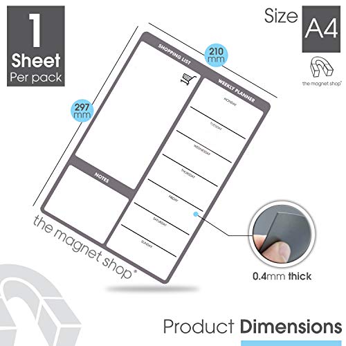 semanal Comida Dieta Planificador magnético ¦ A4 Seco Pizarra blanca Avisos Tablero de notas - COCINA NEVERA LISTA LA COMPRA Preparación Nutrición Familia (Gris/Gris) ¦ THE MAGNET SHOP