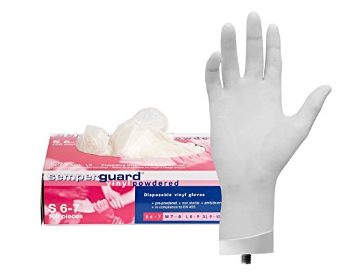 Semperguard Vinyl - Guantes de vinilo empolvados, caja con 100 unidades, talla S Semperguard Vinyl - Guantes de vinilo empolvados, caja con 100 unidades, talla S