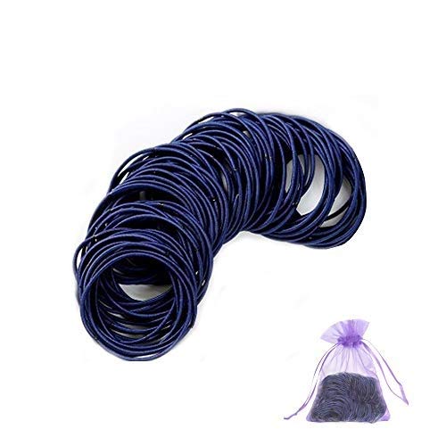 SENDILI 100 Piezas Goma de Pelo Banda Elástica de Pelo - Lazo de Pelo Coleteros Pelo Bandas para el Cabello para Mujeres Niñas Niños Hombres (Azul marino)