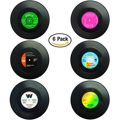 Senhai Set de 6 Posavasos, Vinilos de Vinilo Retro Placas de Cocina para Bebidas frías y Calientes, protección Antideslizante para Tablas Evita Deslizamiento Senhai Set de 6 Posavasos, Vinilos de Vinilo Retro Placas de Cocina para Bebidas frías y Calientes, protección Antideslizante para Tablas Evita Deslizamiento