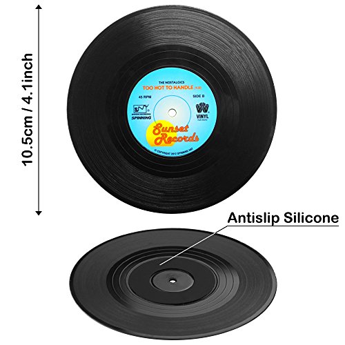 Senhai Set de 6 Posavasos, Vinilos de Vinilo Retro Placas de Cocina para Bebidas frías y Calientes, protección Antideslizante para Tablas Evita Deslizamiento Senhai Set de 6 Posavasos, Vinilos de Vinilo Retro Placas de Cocina para Bebidas frías y Calientes, protección Antideslizante para Tablas Evita Deslizamiento