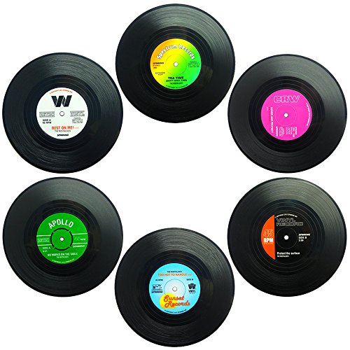 Senhai Set de 6 Posavasos, Vinilos de Vinilo Retro Placas de Cocina para Bebidas frías y Calientes, protección Antideslizante para Tablas Evita Deslizamiento Senhai Set de 6 Posavasos, Vinilos de Vinilo Retro Placas de Cocina para Bebidas frías y Calientes, protección Antideslizante para Tablas Evita Deslizamiento