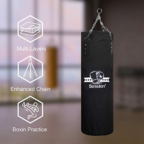 Senston Saco de Arena de Boxeo para Trabajo Pesado, Hanging Canvas Hollow Punch Bag para Entrenamiento de Taekwondo, Boxeo y Muay Thai