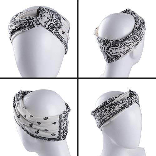 SERWOO 3pcs Diademas Mujer Turbante Elástico Banda Cabeza Nudo Pelo Bohemia Floral Twist para Yoga Fiesta Deporte (Bohemia A)