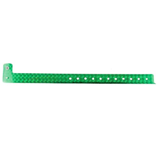 Set de 100 pulseras de plástico/vinilo para eventos, personalizables e impermeables (Holográfica verde) Set de 100 pulseras de plástico/vinilo para eventos, personalizables e impermeables (Holográfica verde)