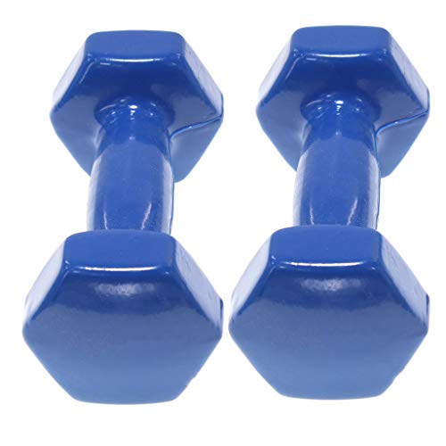 Set de 2 Mancuernas con Revestimiento de Vinilo | Ejercicio Fitness | Entrenamiento en Casa | Gimnasio | Pesos de 0.5 a 5 Kg (1.0KG, Azul)