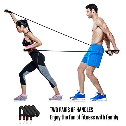 Set de Bandas de Resistencia de FitBeast, bandas elásticas para entrenar con soporte de 100lbs, Kit de Bandas para Entrenar con 5 tubos, 4 Manijas de Hule, Correas para Tobillos, Anclaje para puerta