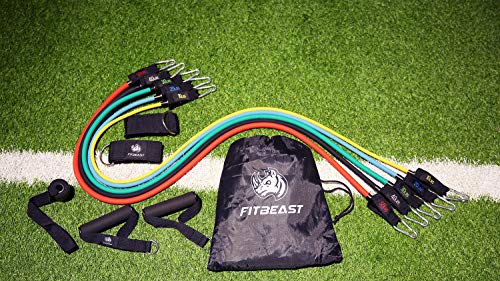 Set de Bandas de Resistencia para , Bandas para Entrenamiento 11PC con Tubos Resistentes, manijas de hule espuma, correa para tobillos, anclaje para puerta para gimnasio en casa, terapia física