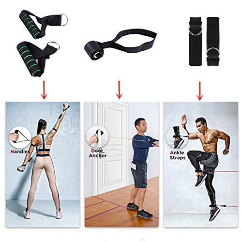 Set de Bandas de Resistencia Yoyika 11 Piezas con 5 Bandas Elásticas para Ejercicios Físicos Fitness Entrenamiento Crossfit, Juego de Cuerdas Gomas Elásticas para Gym/Home, Incluye Bolsa de Transporte