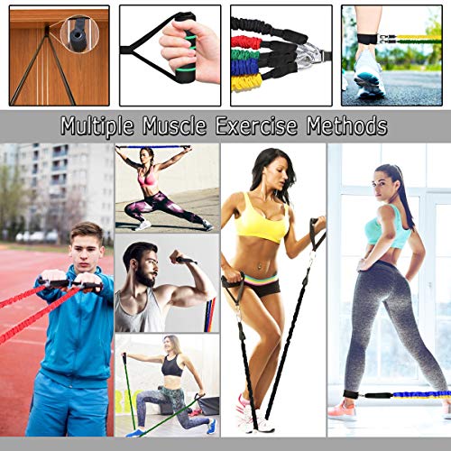 Set de bandas de resistencia,5 Bandas Elasticas Musculacion y 3 cintas gomas elasticas fitness, Adecuado para fitness yoga fisioterapia estiramientos.Gimnasio en Casa piezas kit para hombres/ mujeres