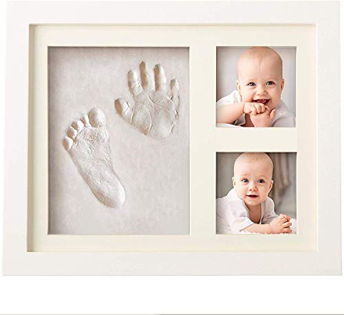 Set de Marco de Fotos y Huellas de Bebé en Arcilla – Recuerdo memorable – No tóxico – Ideal Regalos Para Bebes - Marco De Madera y Cristal Acrílico – Ideal Decoración o Regalo De Baby Shower